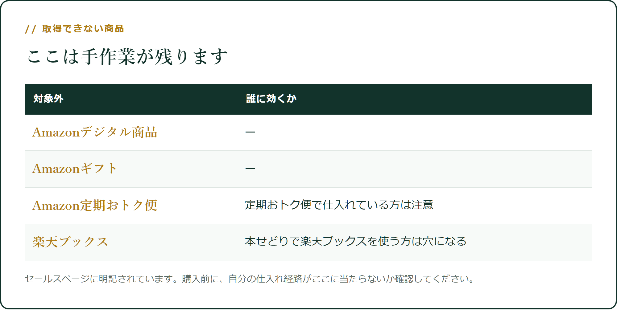 取得できない商品もあります