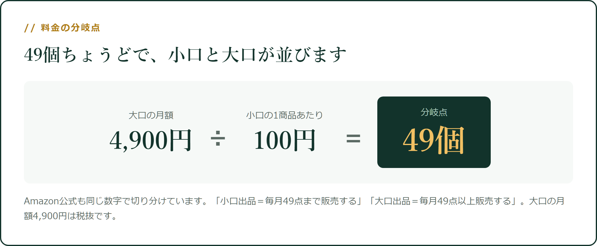 料金の分岐点は49個です