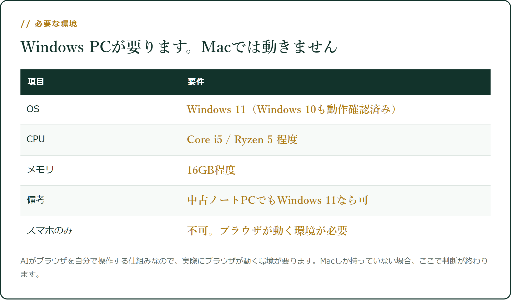 せど楽AIに必要なPC環境