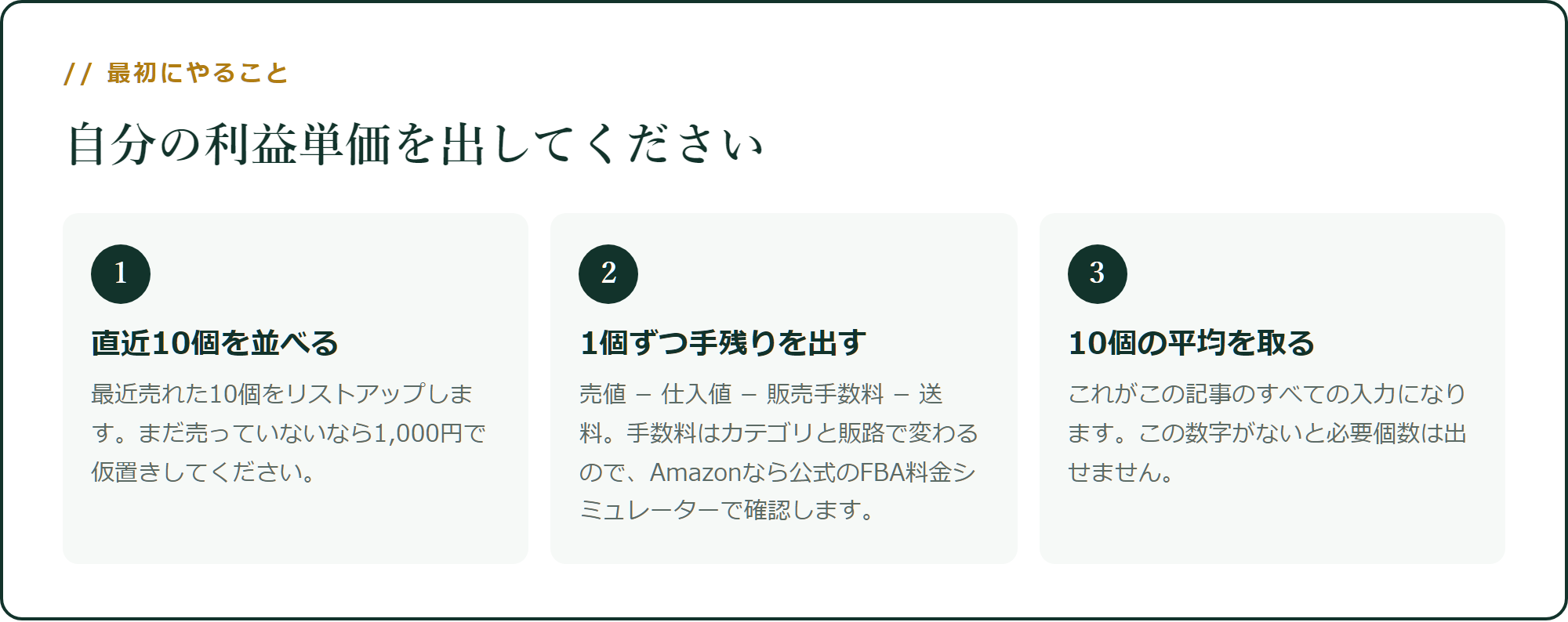 自分の利益単価の出し方
